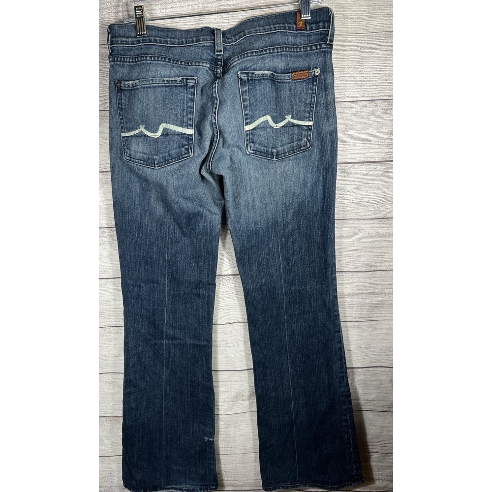 7 For All Mankind Flare Jeans Women's Size 30 Blue Medium Wash 5 Pocket - Picture 2 of 8
